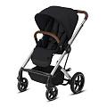 Детская прогулочная коляска Cybex Balios S Lux на серебряной раме (Deep Black
						
					) — Фото
