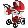 Детская коляска BeBe-Mobile Movo R 2 в 1, ткань+эко-кожа (371S  Красный - Белый Ромб кожа
						
					) — Фото