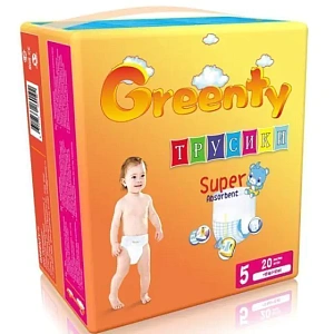 Одноразовые детские подгузники Greenty 5 Гринти 12+ кг, 20 шт.