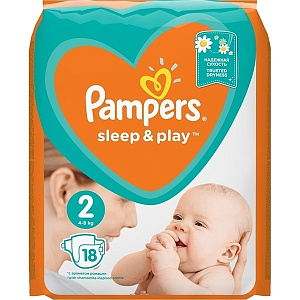 Детские подгузники Pampers Sleep&Play 2, 4-8 кг, 18 штук
