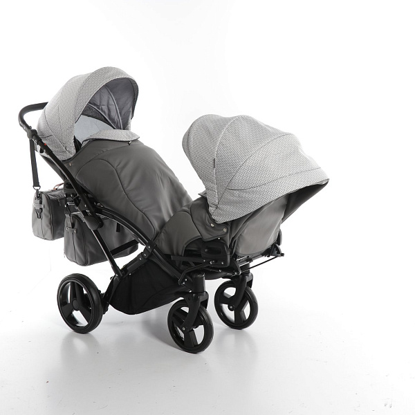 Детская коляска для двойни Junama Madena Duo Slim 2 в 1, ткань+эко-кожа фото 8