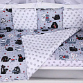 Комплект постельного белья в кроватку AmaroBaby Baby Boom из бязи, 3 предмета (Котики/серый) — Фото