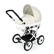 Детская коляска Jedo Classic Bartatina Alu Plus JSE 2 в 1, ткань+эко-кожа, амортизация на ремнях, белое шасси - Фото