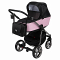 Детская коляска Adamex Reggio Special Edition 2 в 1, ткань+эко-кожа (Y839 черный + розовая перфорированная кожа + рама хром
						
					) — Фото