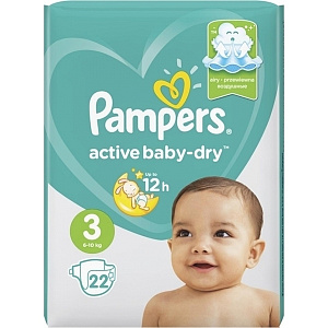 Детские подгузники Pampers Active Baby-Dry 3, 6-10 кг, 22 штуки