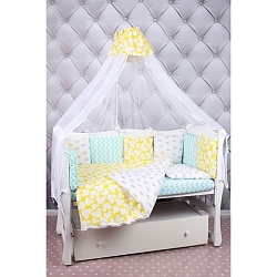 Универсальный комплект постели в кроватку AmaroBaby Happy Baby, 19 предметов