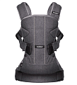 Многофункциональный рюкзак-кенгуру BabyBjorn One Cotton для ношения ребёнка на груди и на спине (Серый деним) — Фото
