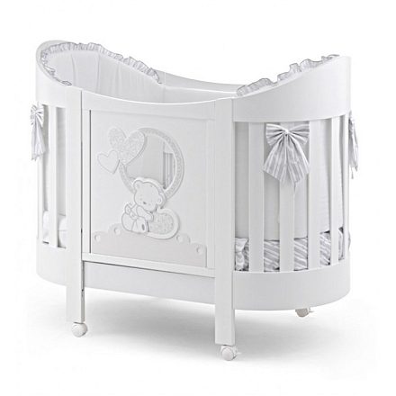 Детская кроватка Italbaby Love Oval с матрасом и комплектом белья из 4 предметов
