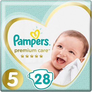 Детские подгузники Pampers Premium Care 5, 11+ кг, 28 штук