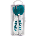 Набор детской посуды: эргономическая ложка и вилка Beaba Set of 2 Age Fork (913398 - Blue) — Фото