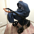 Детская коляска Nastella Martin 2 в 1, 100% эко-кожа (16 denim navy
						
					) — Фото