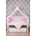 Комплект постели в кроватку AmaroBaby Элит Premium, 18 предметов (Розовый) — Фото