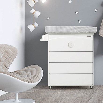 Пеленальный комод Micuna White Moon с ванночкой, с кристаллами Swarovski