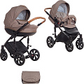 Детская коляска Tutis Mimi Style 2 в 1, ткань+эко-кожа (339 Бежевый жаккард + кожа бежевая
						
					) — Фото