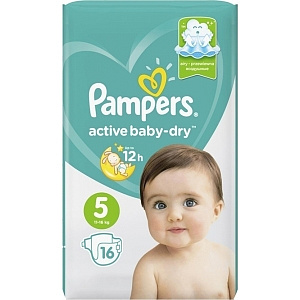 Детские подгузники Pampers Active Baby-Dry 5, 11-16 кг, 16 штук