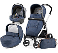 Детская коляска Peg-Perego Book Plus Completo 3 в 1, шасси White (Urban Denim
						
					) — Фото