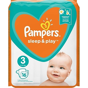 Детские подгузники Pampers Sleep&Play 3, 6-10 кг, 16 штук