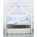 Комплект Premium в кроватку AmaroBaby Кроха, 18 предметов (6+12 бортиков), бязь (Голубой
						
					) — Фото