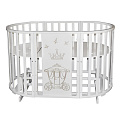 Детская кроватка-трансформер Кедр Sofia 2 Crown (Карета) 6 в 1, универсальный маятник (Белый
						
					) — Фото