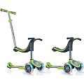 Трехколесный самокат-беговел Globber Evo 4 в 1 Plus 454 с подножками и 3 светящимися колесами (Green) — Фото