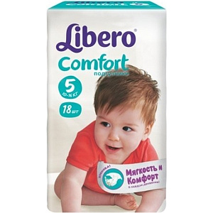 Детские подгузники Libero Comfort 5 Maxi plus, 10-16 кг, 18 штук