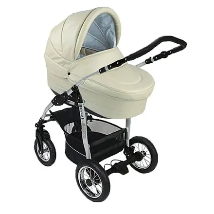 Детская коляска Jedo Classic Fyn 4DS EX 2 в 1, экокожа, серебряное шасси