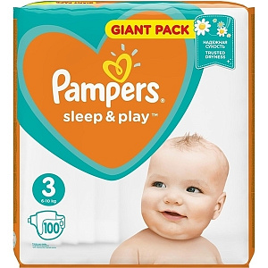 Детские подгузники Pampers Sleep&Play 3, 6-10 кг, 100 штук