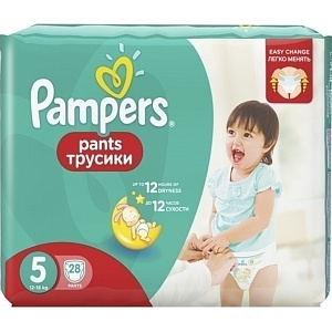 Подгузники-трусики Pampers 5, 12-18 кг, 28 штук