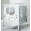Детская кроватка Baby Expert Carezza, колесо (Белый - Серо-бежевый) — Фото