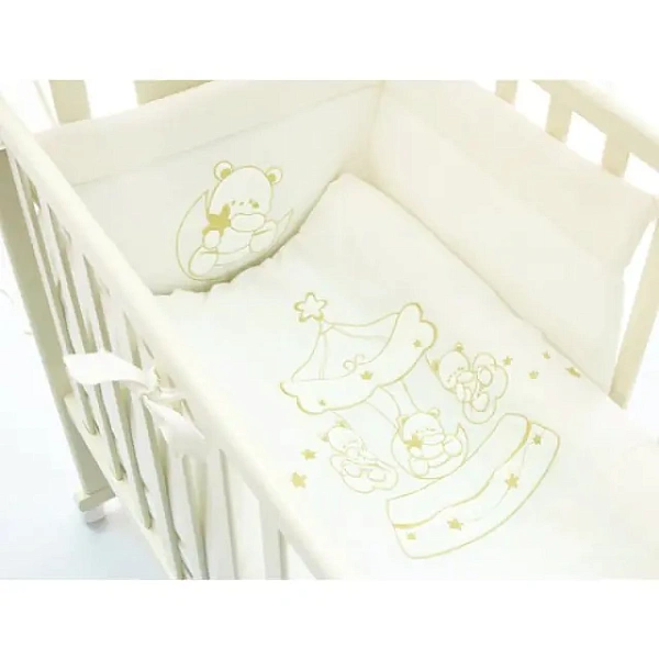 Комплект BV&BV Danny: БВ и БВ Дэнни кровать-колыбель 100 х 50 ivory + матрас + набор постельного белья с балдахином фото 3