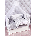 Комплект Premium в кроватку AmaroBaby Royal Baby, 18 предметов (6+12 бортиков), бязь (Серый, Бязь
						
					) — Фото