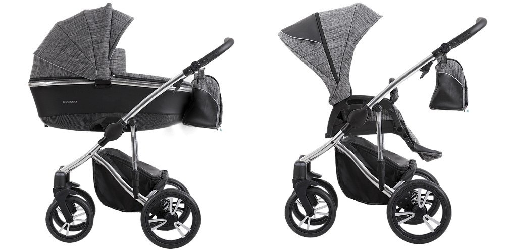 Детская коляска Bebetto Bresso Premium Class Silver 2020 3 в 1 - Фото