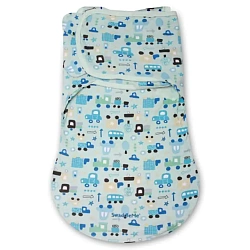 76370 Конверт для пеленания с 2 способами фиксации SwaddleMe WrapSack Transport голубой с машинками, размер S