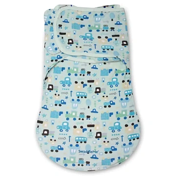 76370 Конверт для пеленания с 2 способами фиксации SwaddleMe WrapSack Transport голубой с машинками, размер S
