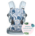 Многофункциональный рюкзак-кенгуру BabyBjorn One Cotton для ношения ребёнка на груди и на спине (Принт "листья" бледно-голуб) — Фото