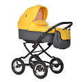 Детская коляска-люлька Indigo Blues Classic на черной раме (08 Желтый
						
					) — Фото