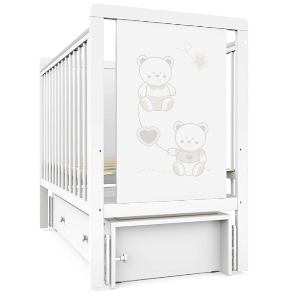 Детская кроватка Indigo Happy Friends с маятником и ящиком фото 4