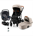 Детская коляска Plus Britax Roemer III Smile BS3 i-Sense с базой Flex Base i-Sense 3 в 1 (Pure Beige/Space Black
						
					) — Фото