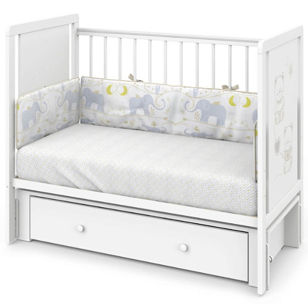 Детская кроватка Indigo Happy Friends с маятником и ящиком фото 8