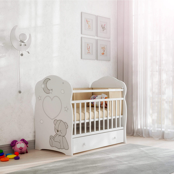 Детская кроватка ВДК Bear and Moon, маятник/ящик фото 2