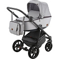 Детская коляска BeBe-Mobile Gusto 2 в 1, ткань+эко-кожа (GU22 Светло-серый - Светло-серая плетенка
						
					) — Фото