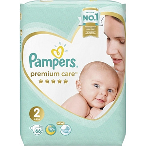 Детские подгузники Pampers Premium Care 2, 4-8 кг, 66 штук
