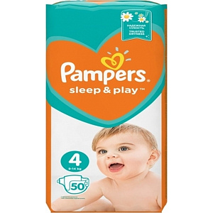 Детские подгузники Pampers Sleep&Play 4, 9-14 кг, 50 штук