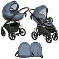 Детская коляска Tutis Nanni 2021 2 в 1 (027 деним+кожа синяя
						
					) — Фото