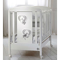 Детская кроватка Baby Expert Bon Bon Duetto, колесо (Белый - Серый) — Фото