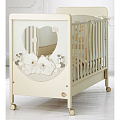 Детская кроватка Baby Expert Carezza, колесо (Кремовый) — Фото