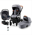 Детская коляска Plus Britax Roemer III Smile BS3 i-Sense с базой Flex Base i-Sense 3 в 1 (Frost Grey
						
					) — Фото