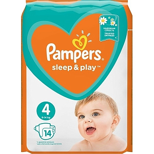 Детские подгузники Pampers Sleep&Play 4, 9-14 кг, 14 штук