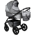 Детская коляска Alis Ontario Lux 2 в 1, эко-кожа + ткань (Ol 08 Светло-Серый + Светло-Серая Кожа
						
					) — Фото