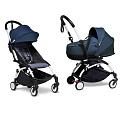 Детская коляска Babyzen Yoyo 2 Bassinet 2 в 1 на белой раме (Air France Blue
						
					) — Фото